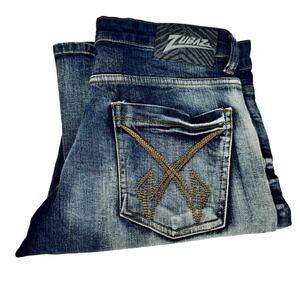 Vintage Zubaz Jeans Mens 32x34 (33x34 ACTUAL) Distressed Faded Wash Blue Denim